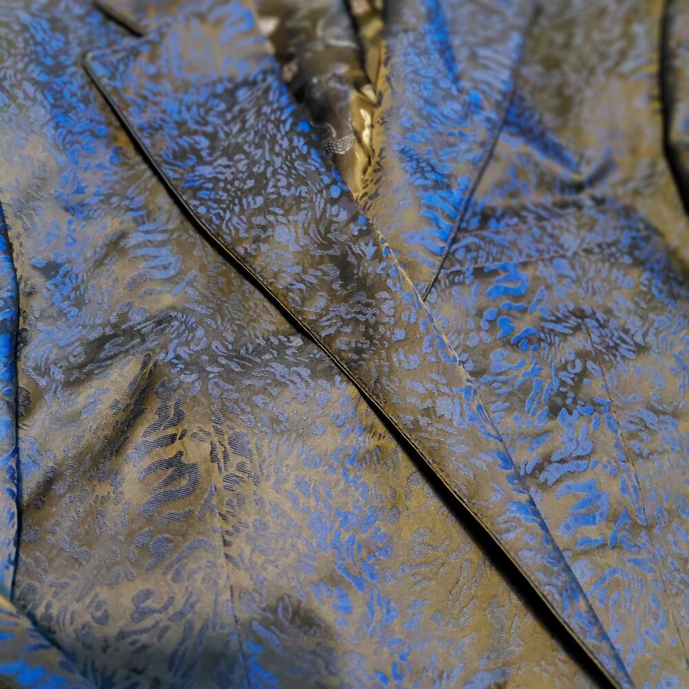 Tallia Slim Fit Leopard Jacquard Blazer Iridescent Dragon Lining Statement Party - Picture 6 of 14
